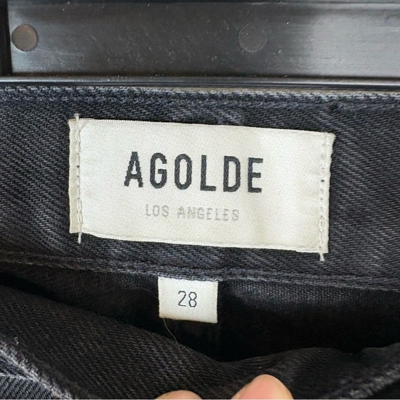 AGOLDE Cherie High Rise Straight Jeans Black Distressed Size 28 - Picture 5 of 7